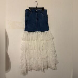 SHEIN Blue and White Asymmetrical Skirt
